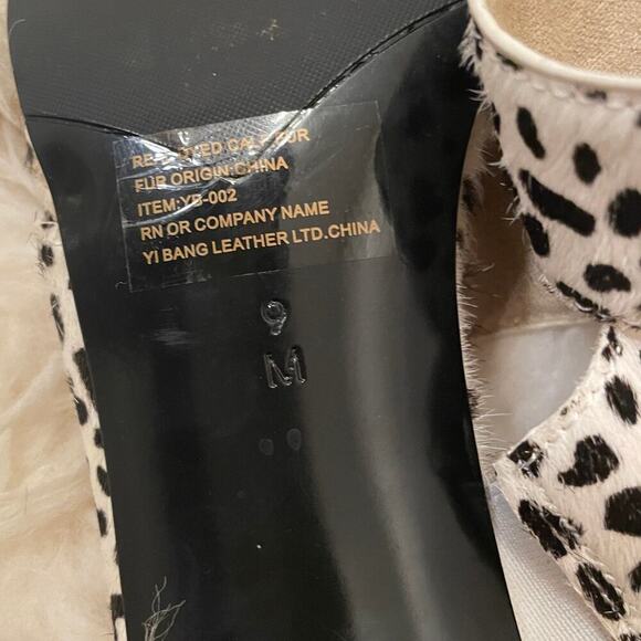 VanEli Size 9 Pony Hair Heels | Spotted Animal Print, Kitten Heel, Y2K Mules - Picture 7 of 11